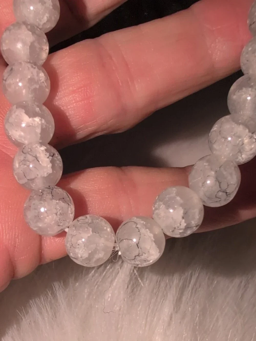 Gray Marble Beaded Stretch Bracelet